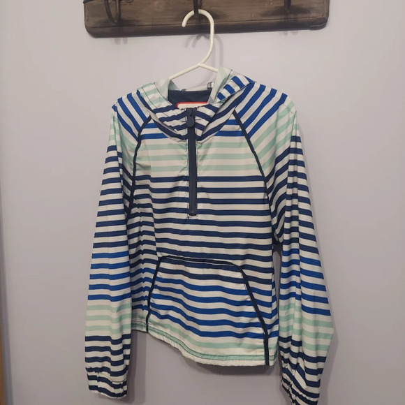 Hunter for Target Other - Hunter for Target-Hooded Half Zip Rain Jacket-Sz M kids Blue Teal striped Pull